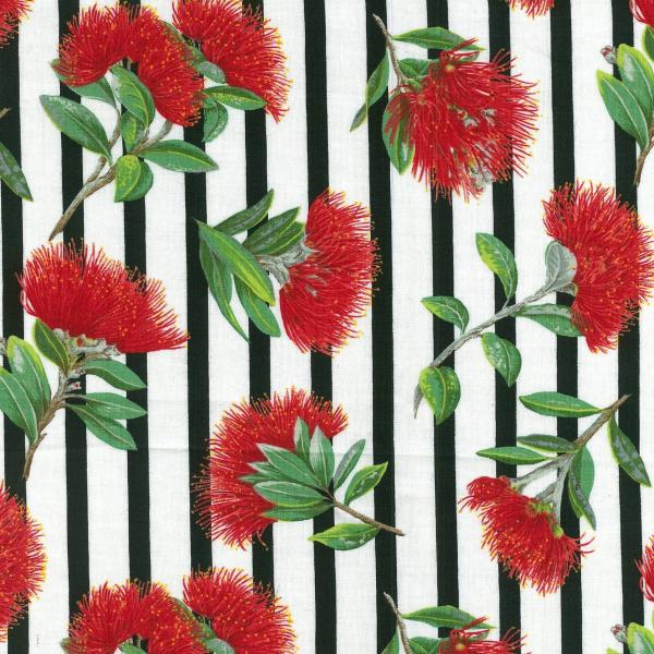 Red Blossom on White Background With Stripes - Click Image to Close